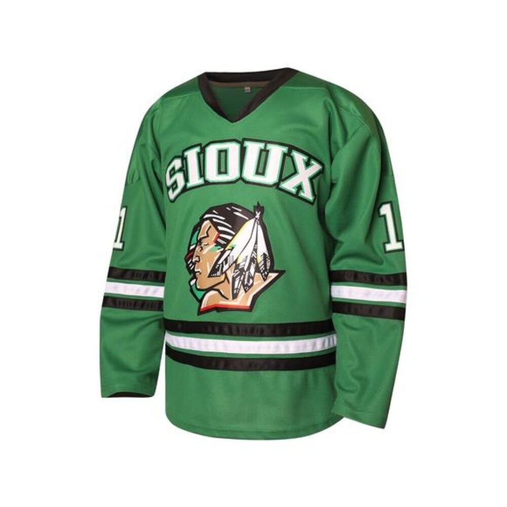New UND Fighting Hawks Sioux Hockey Jersey - Green Men's Fan Gear